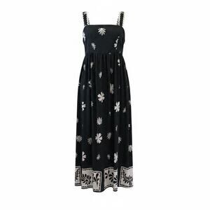 Umgee - Boutique Black & White Resort Midi Dress | Coastal Sundress SZ M | NWT